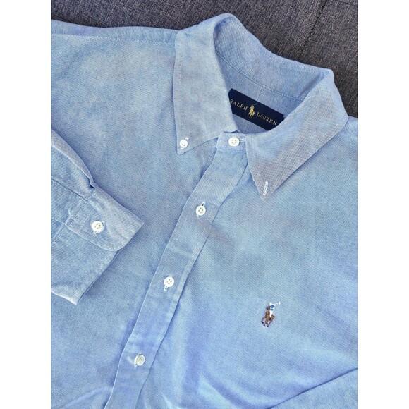 Polo Ralph Lauren Oxford Shirt Size L Classic Fit Light Blue Preppy Work Pony - Picture 1 of 9